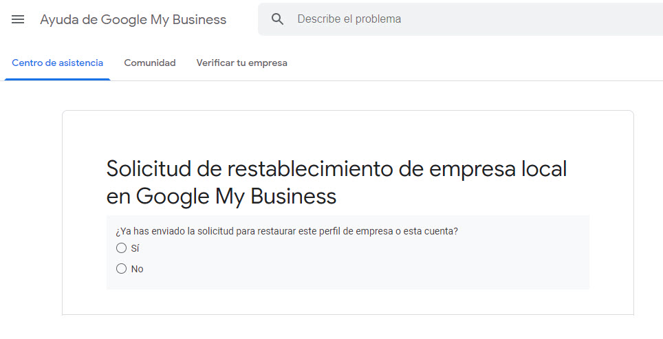 Imagen ilustrativa de la página de Google My Business