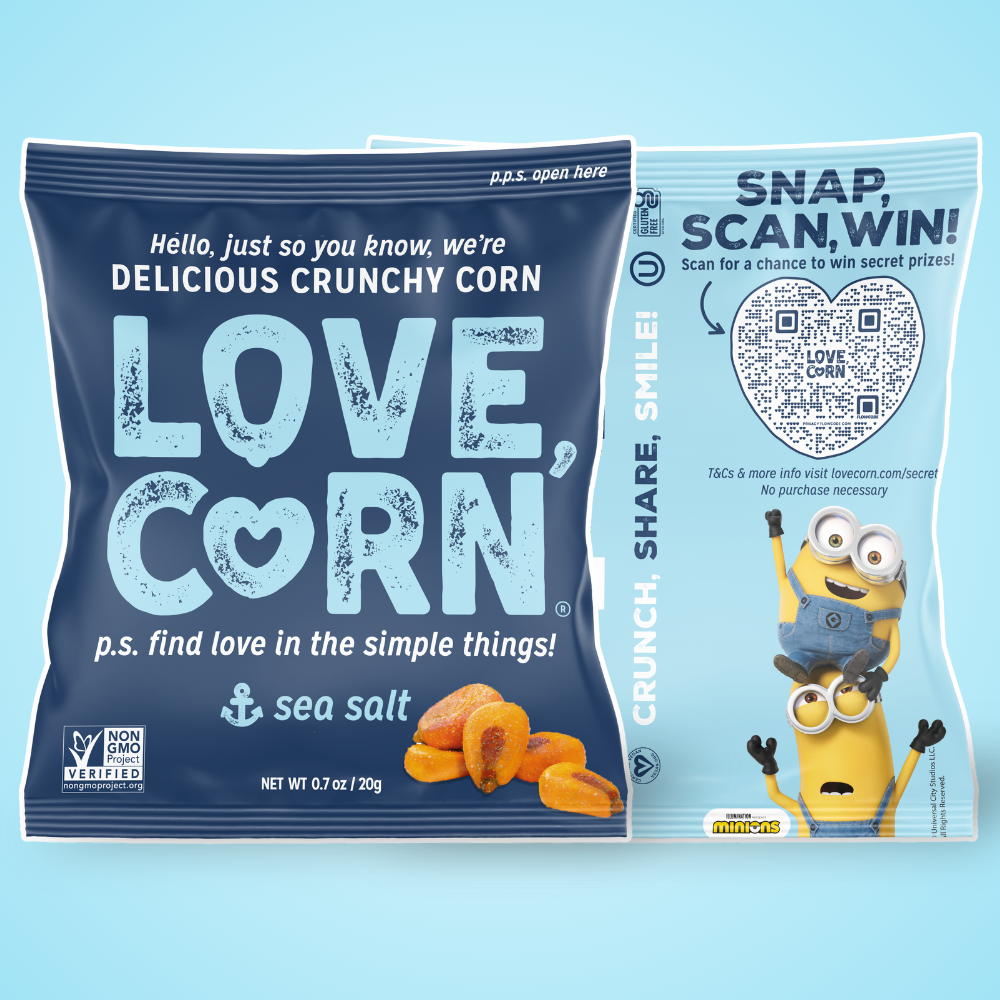 QR creado por IA para paquetes de la marca Love Corn