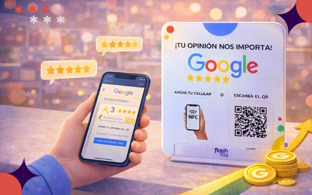 4. La clave para conseguir más reseñas en Google My Business: novedosos carteles, stickers y tarjetas Flashtag